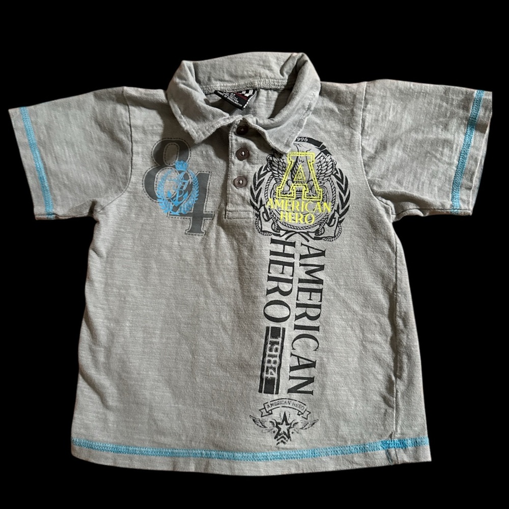 Toddler Boys American Hero Gray Kids Shirt